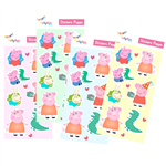 Stickers en planchitas Peppa Pig 6u
